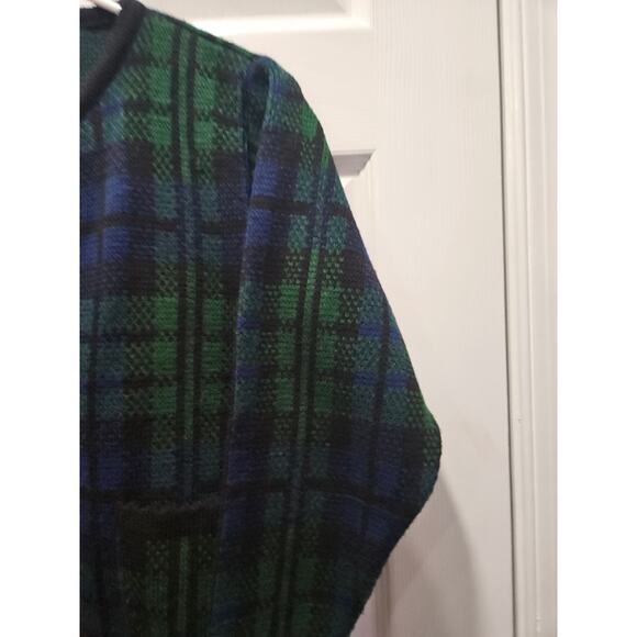 Vintage Tally-Ho Green Blue Plaid Cardigan Sweater Acrylic Size PP S 0-2 - Picture 9 of 15